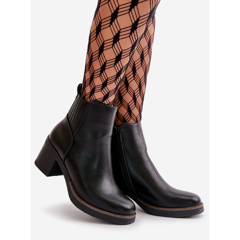 Cizme Izolatoare Dama Pe Toc Inalt Piele Ecologica Neagra Irittes negru 1