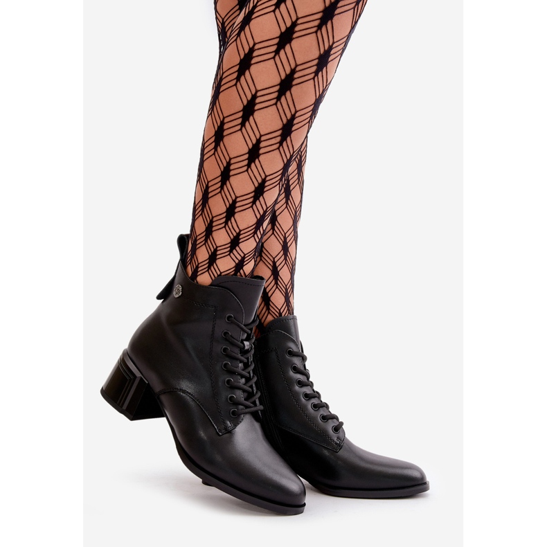 Cizme de damă cu șireturi, cu toc înalt, piele naturală caldă, Vinceza neagră 91110 negru 1 Cizme de damă cu șireturi, cu toc înalt, piele naturală caldă, Vinceza neagră 91110 negru 1