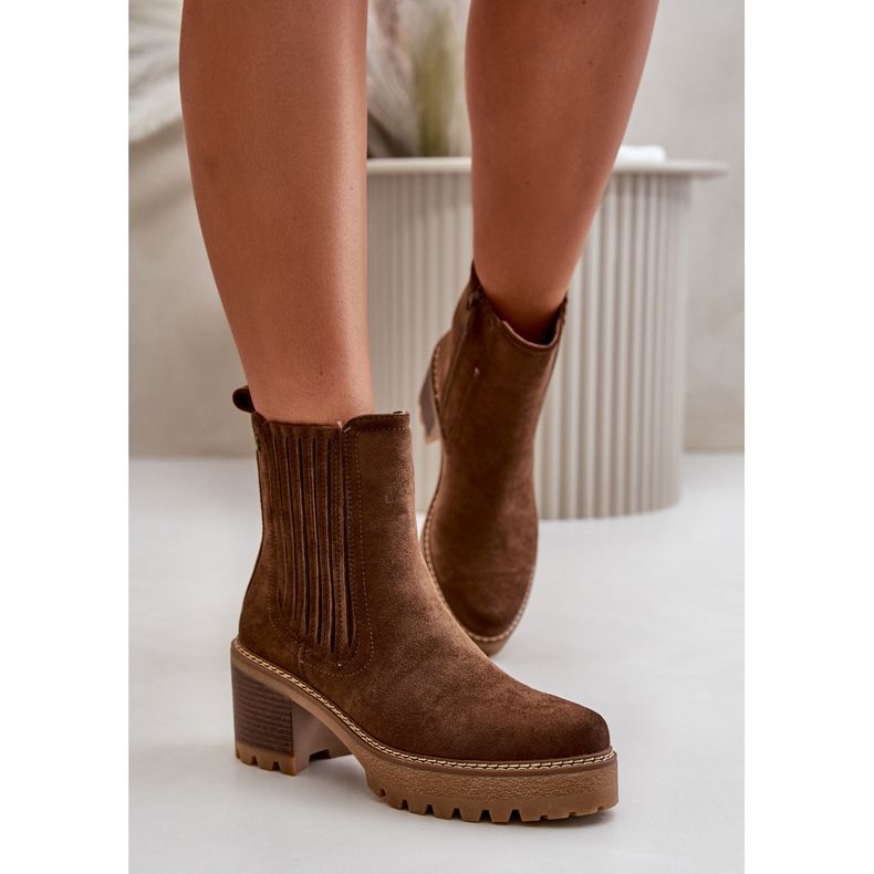 Cizme de dama cu toc inalt din piele intoarsa ecologica, calduroase maro inchis Nevitas 2 Cizme de dama cu toc inalt din piele intoarsa ecologica, calduroase maro inchis Nevitas 2