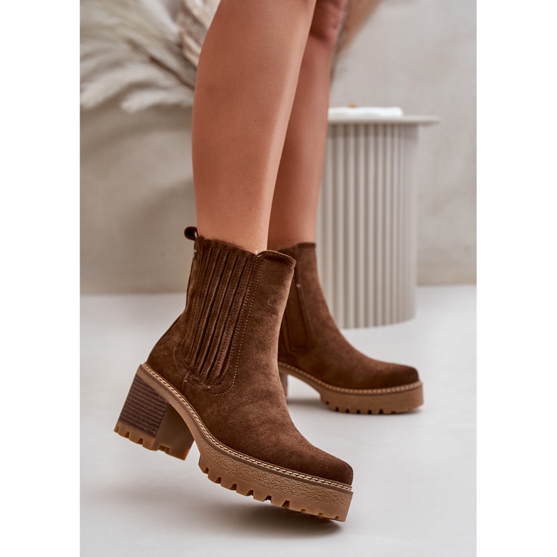 Cizme de dama cu toc inalt din piele intoarsa ecologica, calduroase maro inchis Nevitas 1 Cizme de dama cu toc inalt din piele intoarsa ecologica, calduroase maro inchis Nevitas 1