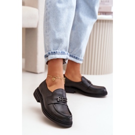 Zazoo 20174 Pantofi de damă eleganti din piele cu toc plat, negru 2