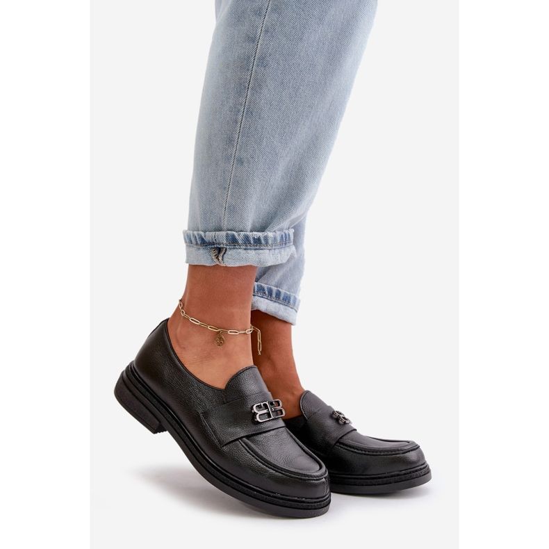 Zazoo 20174 Pantofi de damă eleganti din piele cu toc plat, negru 1