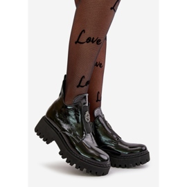 Botine De Dama din Piele Zazoo 60451 Cu Decorat, Negru Lacent 1