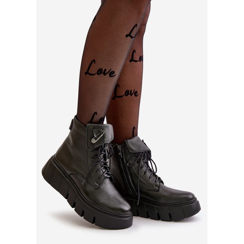 Cizme de piele pentru femei Zazoo 60511 pe platformă încălzită, negru 1