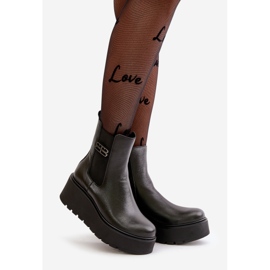 Zazoo 60498 Cizme Chelsea dama pe platforma si pene, negre negru 1