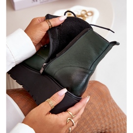 Zazoo 60499 Ghete Dama Pe Platforma Si Izolatie Piele Naturala Pana Verde Inchis 2