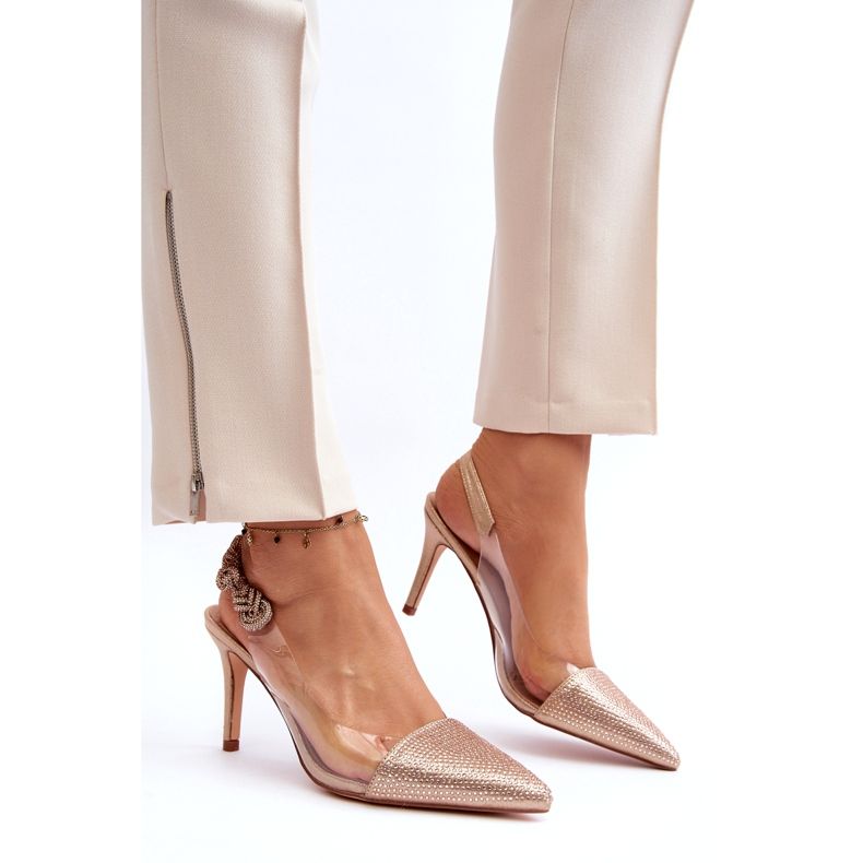 S. BARSKI Tocuri înalte cu decor MR1966-11 Champagne de aur 4