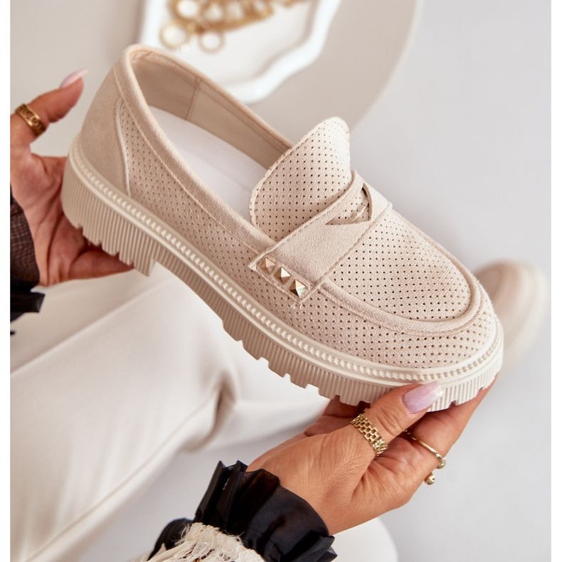 Pantofi ajurati dama Mocasini Bej deschis Tanuri 2 Pantofi ajurati dama Mocasini Bej deschis Tanuri 2