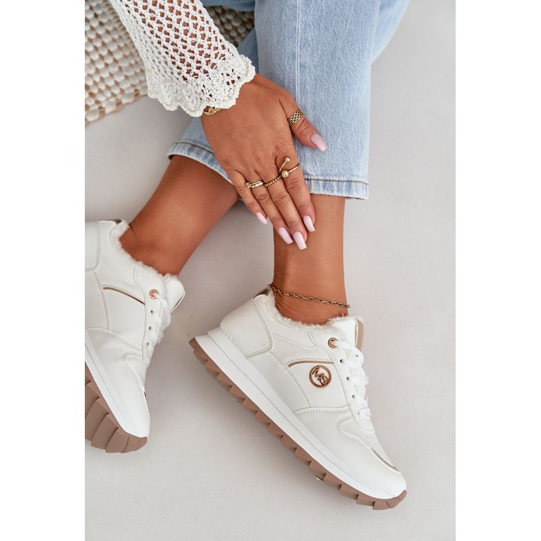 Pantofi Sport De Dama Cu Izolatie De Blana Pe Platforma, Lerisas Alb 2