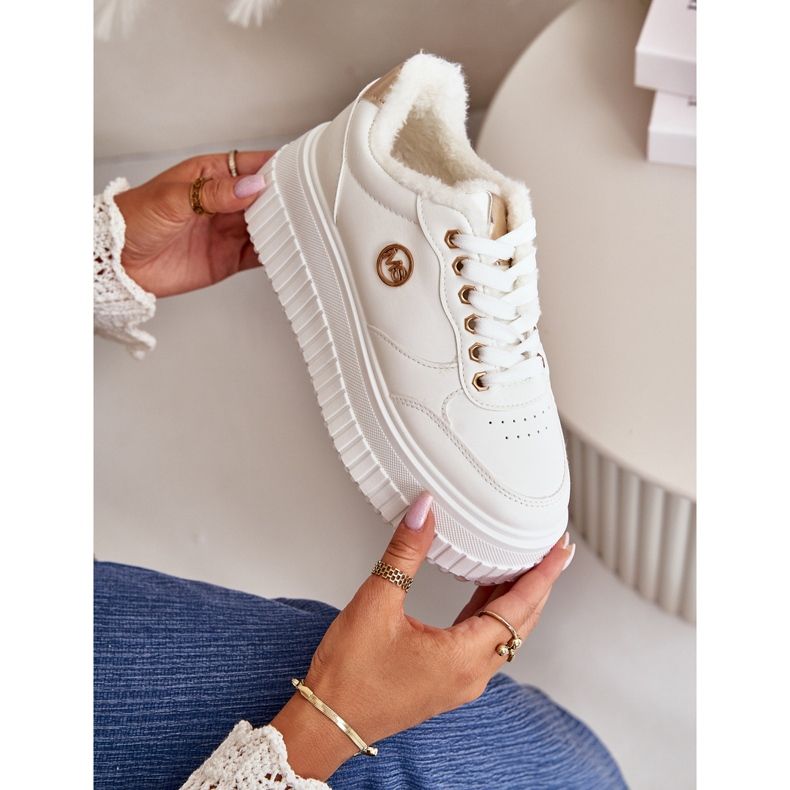 Pantofi sport izolați de damă cu talpă groasă, alb Ardiela 2