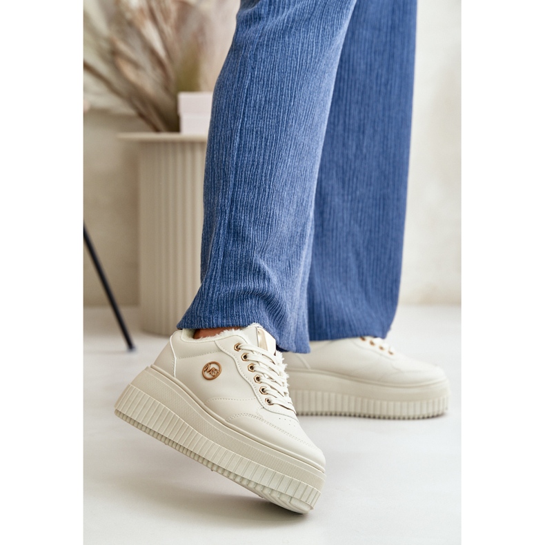 Pantofi sport izolați pentru damă, cu talpă groasă, Bej Ardiela 2