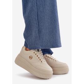 Pantofi sport izolați pentru damă, cu talpă groasă, Bej Ardiela 1