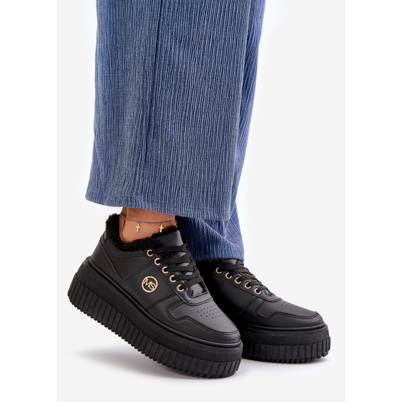 Pantofi sport izolați pentru damă, cu talpă groasă, Verissha negru 1