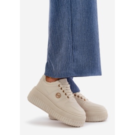 Pantofi sport izolați pentru damă, cu talpă groasă, Verissha bej 1