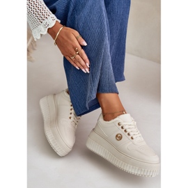 Pantofi sport izolați pentru damă, cu talpă groasă, Verissha bej 2