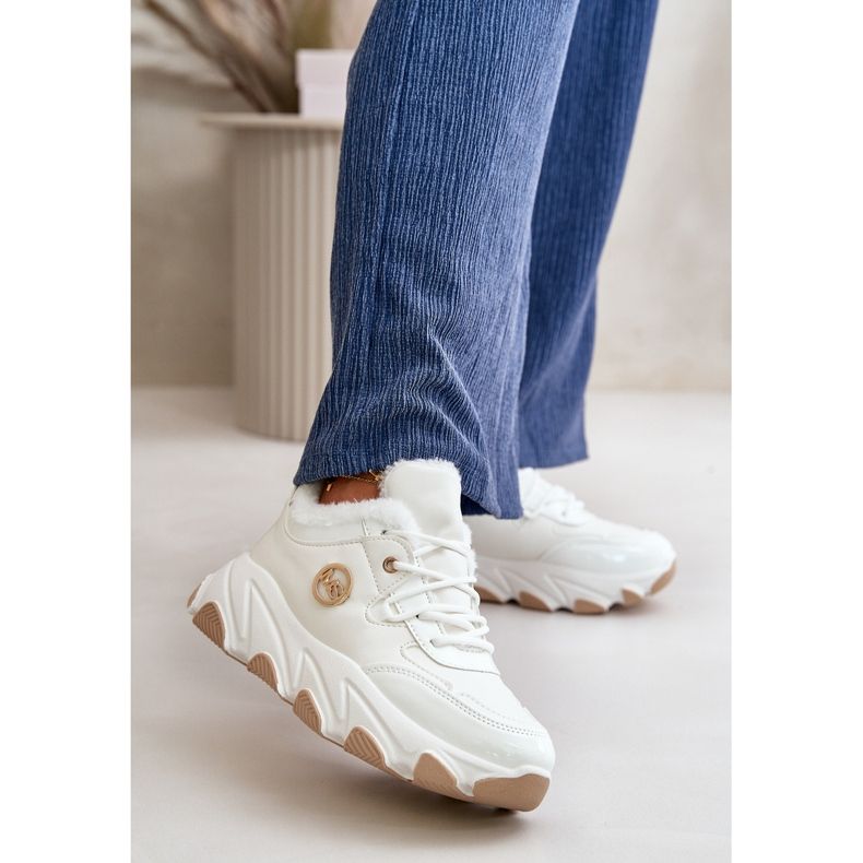 Pantofi sport izolați cu șireturi pentru damă pe platformă, Verioras alb 2