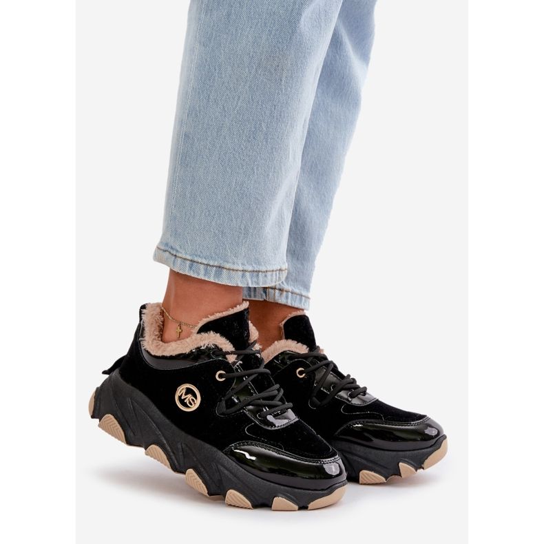 Pantofi sport izolați cu șireturi pentru damă, pe platformă, negru Verioras 1 Pantofi sport izolați cu șireturi pentru damă, pe platformă, negru Verioras 1