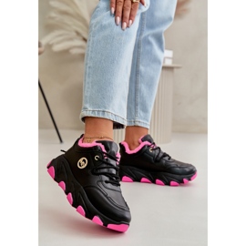 Pantofi sport izolați pentru femei cu șireturi, pe platformă, negru, alb 2