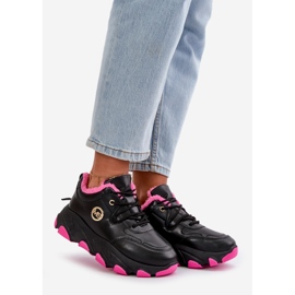 Pantofi sport izolați pentru femei cu șireturi, pe platformă, negru, alb 1