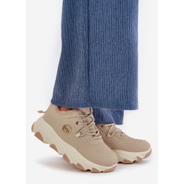 Pantofi sport izolați cu șireturi pentru damă pe platformă, bej, alb 1