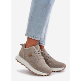 Pantofi sport izolați din piele pe platformă, Grey Adite gri 1