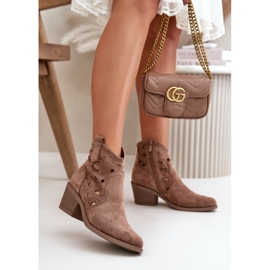 Cizme de cowboy ajurate din piele intoarsa de dama maro S.Barski HY42-086 2