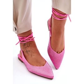 Balerinele pentru femei legate decorate cu zirconi roz 1