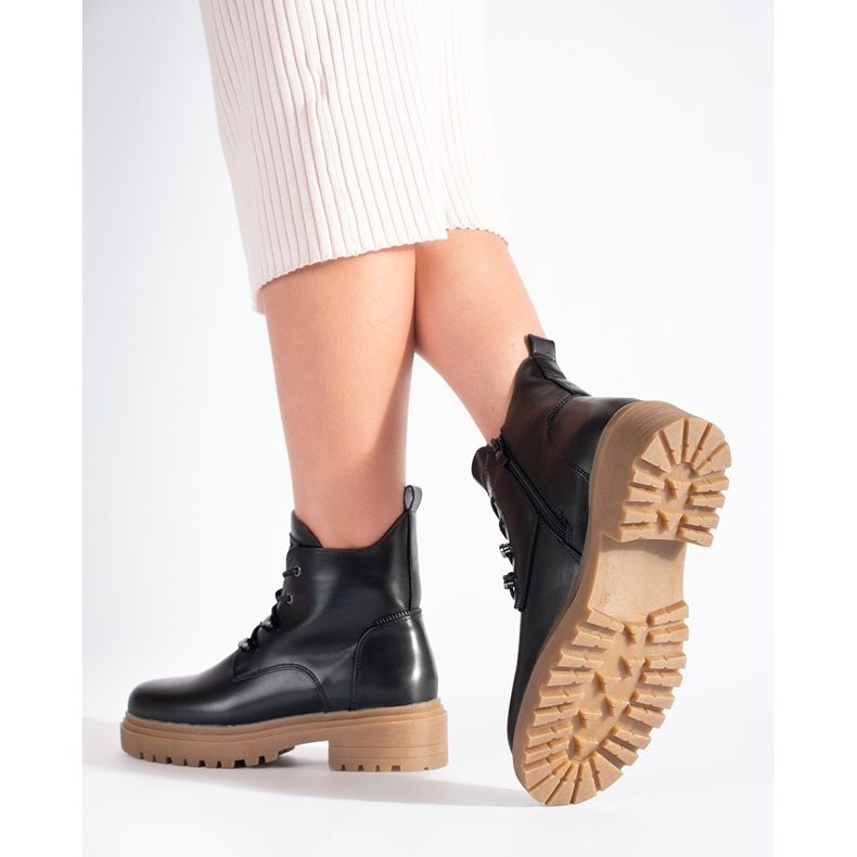 Botine negre cu siret cu talpa bej de Sergio Leone negru 2