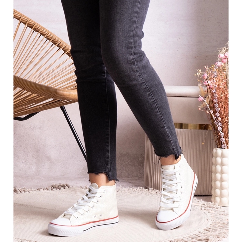 Adidași albi înalți din plasă strălucitoare de la Ranifali 1