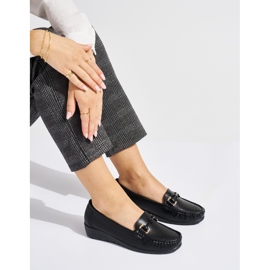 Mocasini negri ajurati cu pană joasă negru 1