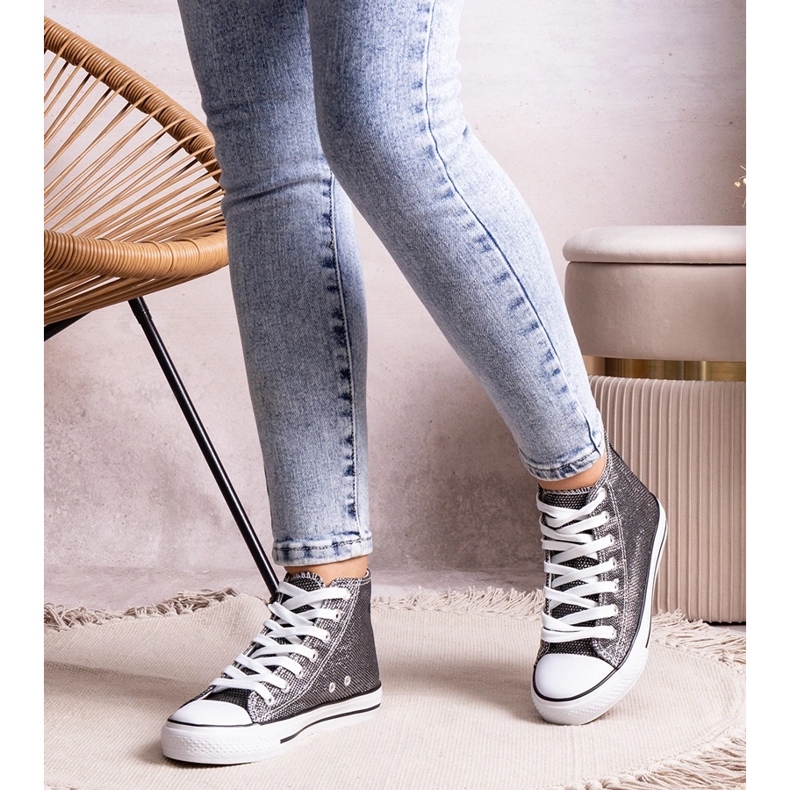 Tenisi înalți, negri strălucitori, de la Ranifali negru 1