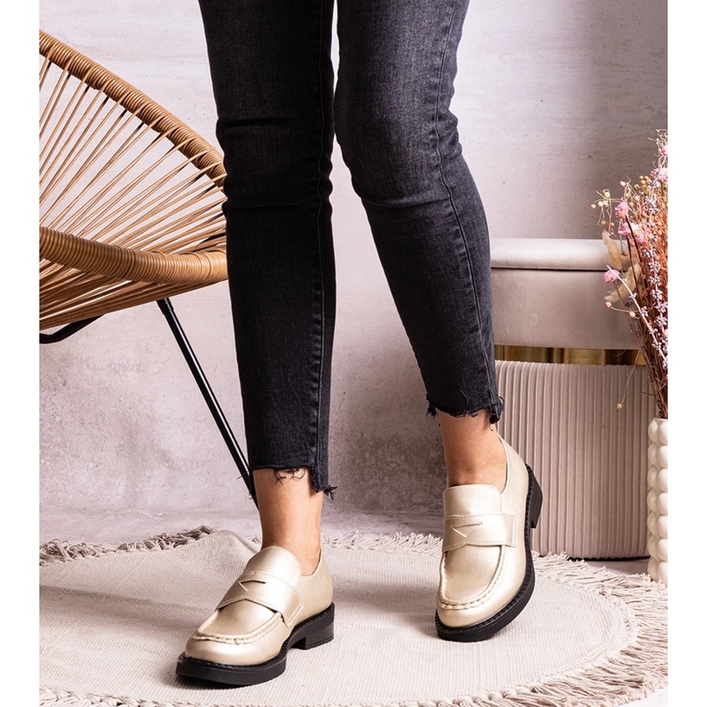 Mocasini aurii eleganti Élodie de aur 1