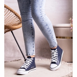 Tenisi înalți bleumarin din piele ecologică de la Boniface albastru 1