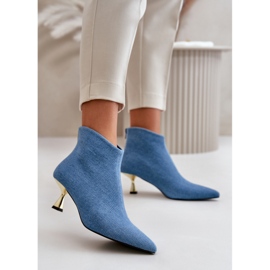 Botine Damă Denim Pe Toc Înalt, Terlena Albastru 2