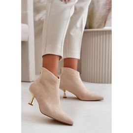 Cizme Damă Toc Înalt Eco Suede Bej Terlena 2