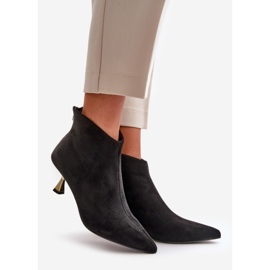 Cizme Damă Toc Înalt Eco Suede Negru Terlena 1