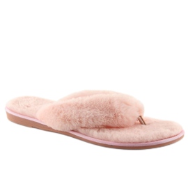 Flip-flops roz roz cu blană 2 Flip-flops roz roz cu blană 2