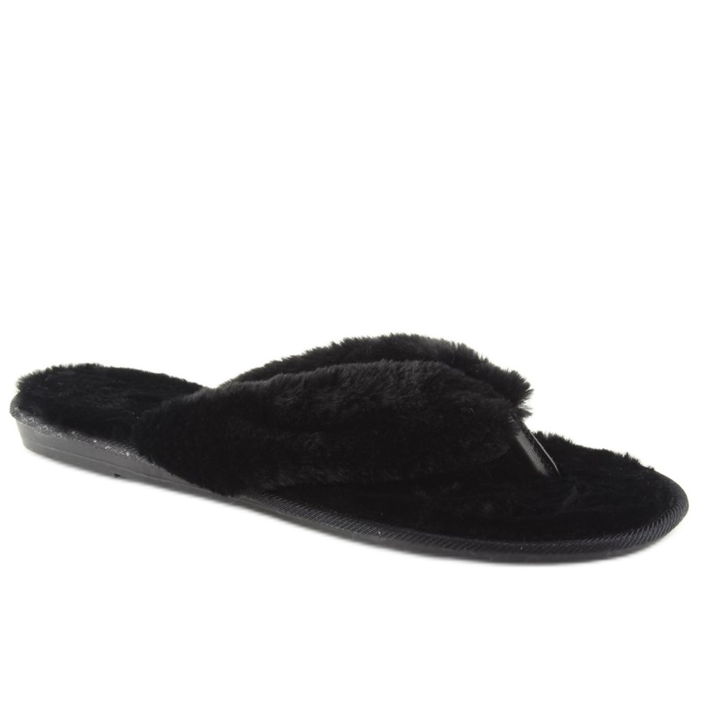 Flip-flops negri negri cu blană negru 2 Flip-flops negri negri cu blană negru 2