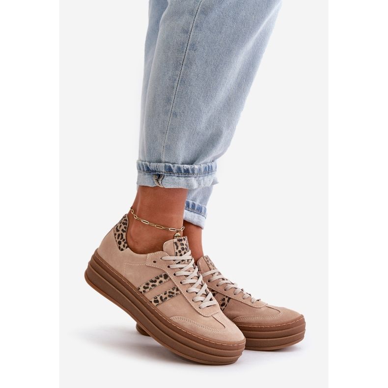 Pantofi de damă Zazoo N1068S4 din piele intoarsa pe platforma roz leopard 1