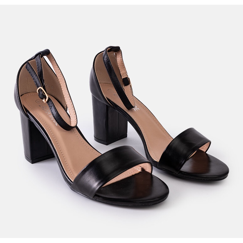 Sandale negre cu toc de la Asgha negru 1