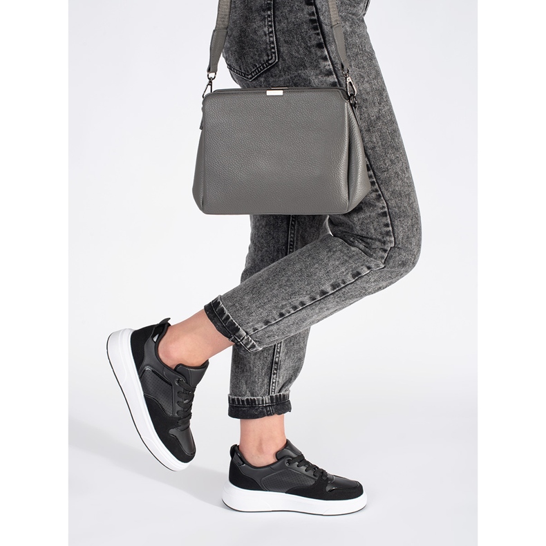 Adidasi negri de dama cu talpa groasa negru 1