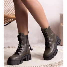 Cizme de drumeție verzi din piele ecologică Kalinara verde 1