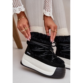 Cizme de zăpadă din piele de damă, pe talpă groasă, cu blană Big Star OO274A206 Negru 2