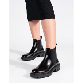 Botine de damă patentate pe platforma Sergio Leone negru 2