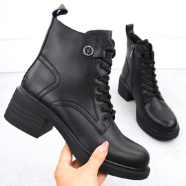 Cizme de dama piele, usor izolate, negre Vinceza 91107 negru 1