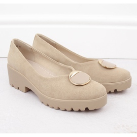 Pantofi slip-on damă bej din piele de căprioară Filippo DP4569 2
