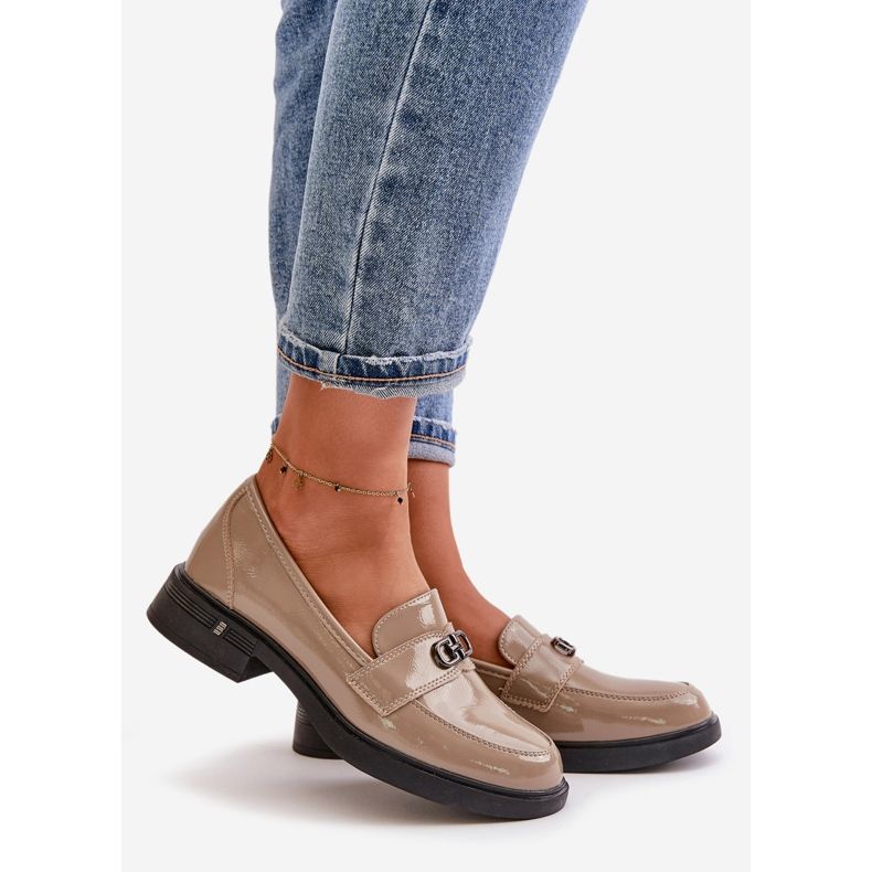 Mocasini dama din piele lacuita kaki Vinceza 58409 verde 1