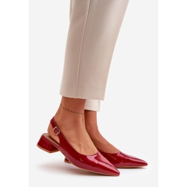 Balerini din Piele Lăcuită Pe Tocuri Cu Degete Ascuțite Anarinne roșu 1