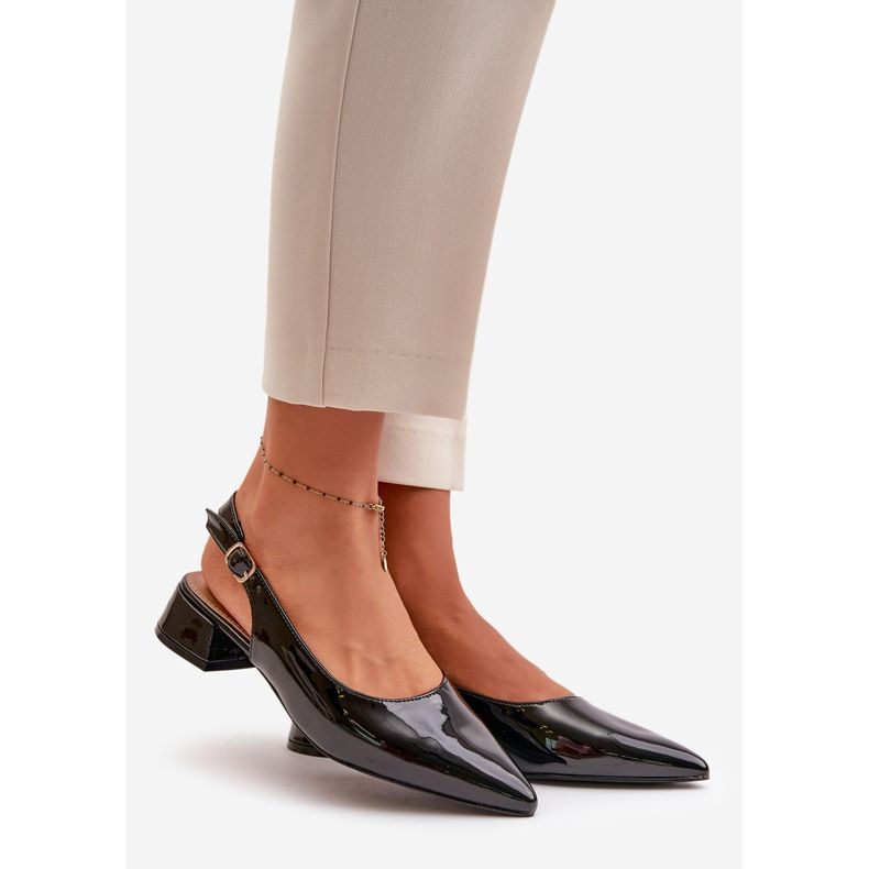 Balerini Anarinne Cu Toc Scăzut Cu Degete Ascuțite negru 1