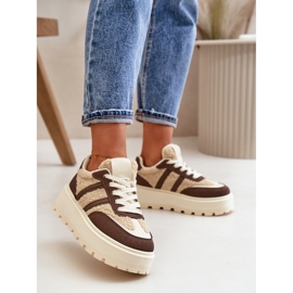 Pantofi de damă cu platformă izolată cu piele de oaie, maro Daivlene 2 Pantofi de damă cu platformă izolată cu piele de oaie, maro Daivlene 2